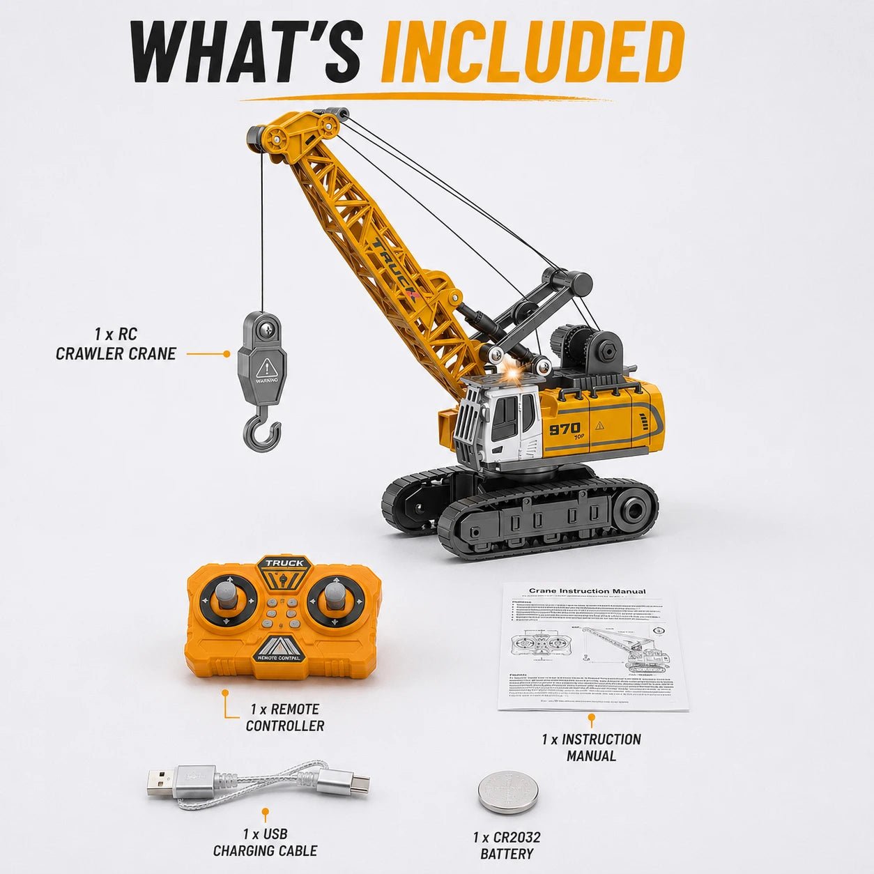 Mini RC Construction Vehicle Set | Excavator, Crane, Forklift & Dump Truck - MiniKays
