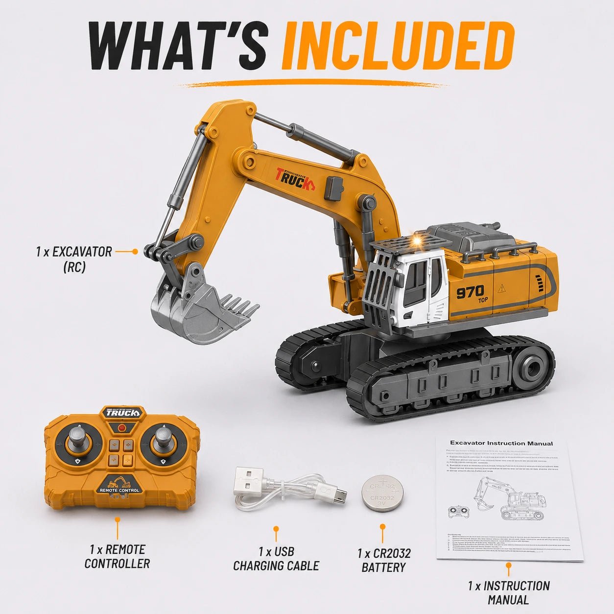 Mini RC Construction Vehicle Set | Excavator, Crane, Forklift & Dump Truck - MiniKays