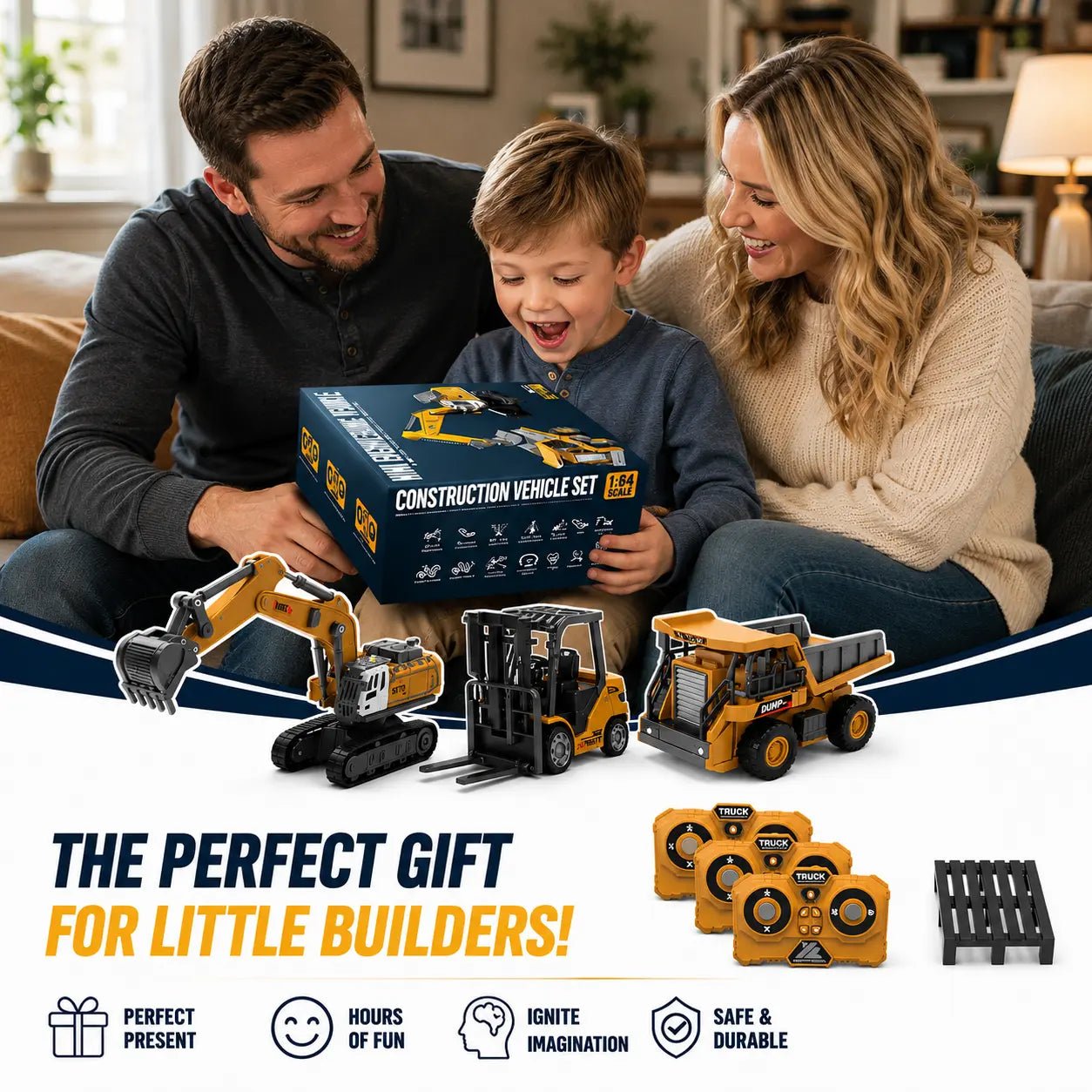 Mini RC Construction Vehicle Set | Excavator, Crane, Forklift & Dump Truck - MiniKays